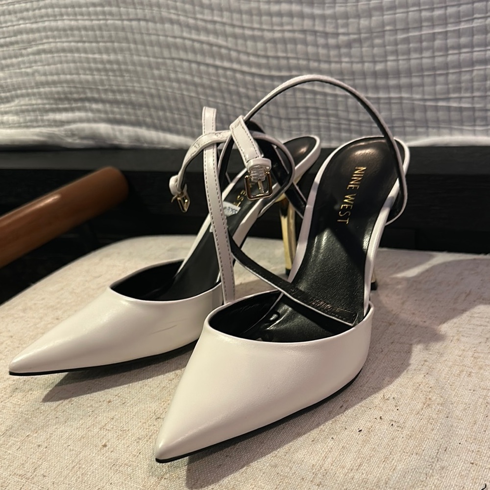 Nine West Women's White Slingback Heels